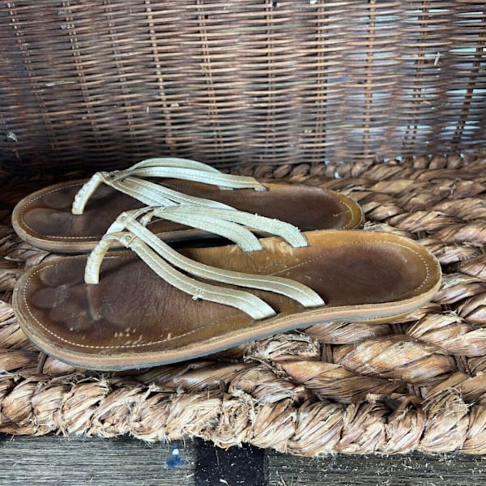 Olukai Women's Brown Flip Flops‎ Flat Thong Sandals Size 8